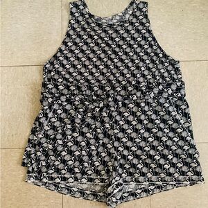 LOFT Monochrome Flamingo Pattern Top and shorts set size xl
